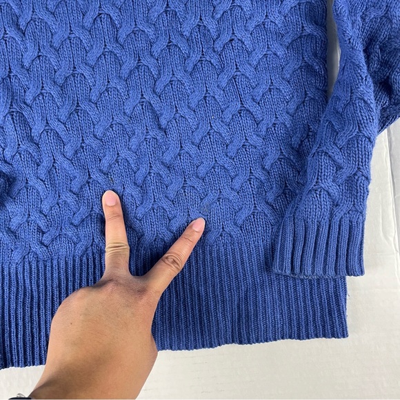 J. Crew Women Sz XS Sweater Honeycomb Cable Knit Wool Angora Blend Preppy Blue - Picture 8 of 9